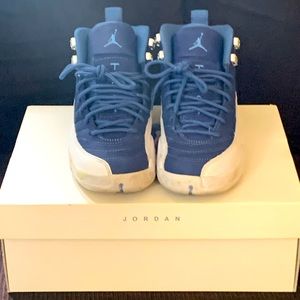 Air Jordan retro 12’s size 4. Stone/legend blue